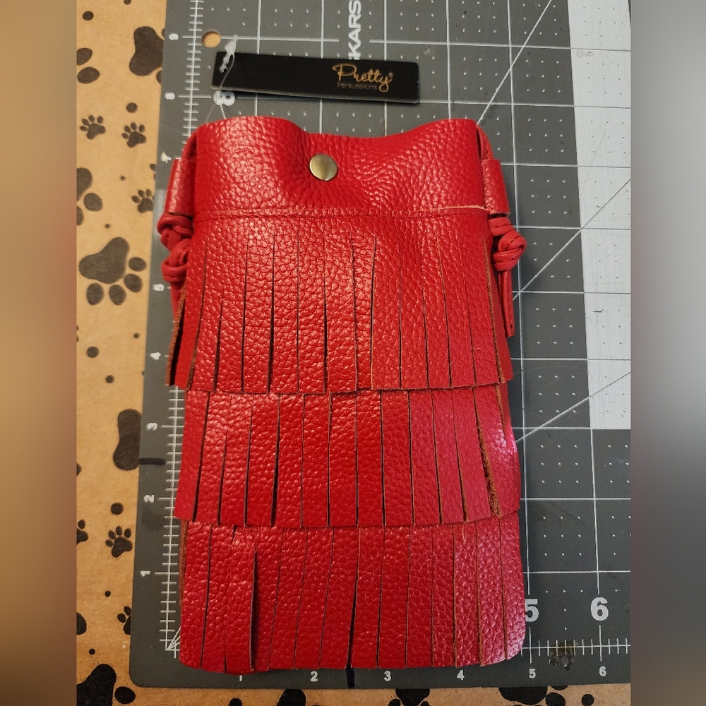 Vibrant Red Clutch with Fringe Design NWT